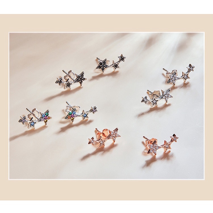 Hoa tai Bamoer bằng bạc sterling 925 đính đá pha lê nhiều màu sắc không gây dị ứng sành điệu cho nữ với 4 kiểu tùy chọn