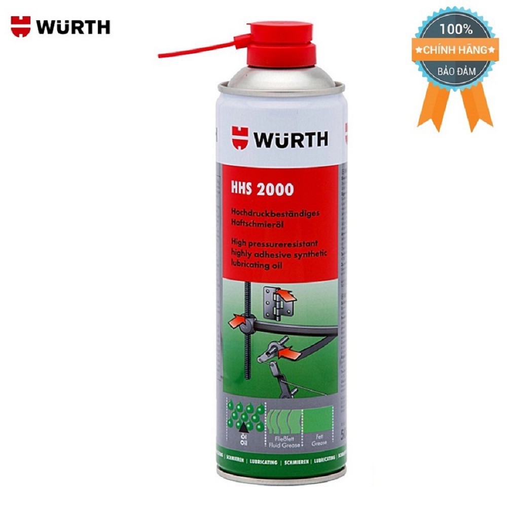 Mỡ Bò Nước Bôi Trơn Chịu Nhiệt Wurth HHS 2000 (500ml) 0893106. bôi trơn, chịu rung động, chịu nhiệt ,chịu áp lực cao.