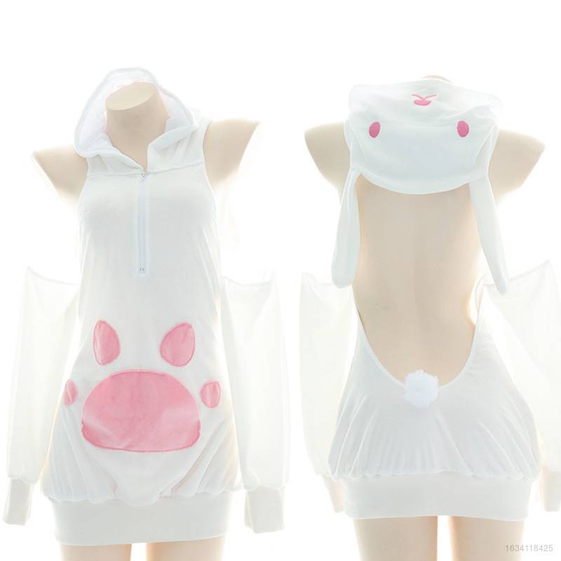 Đầm ngủ lông nhung hở lưng hóa trang mèo dễ thương quyến rũ cho nữ | BigBuy360 - bigbuy360.vn