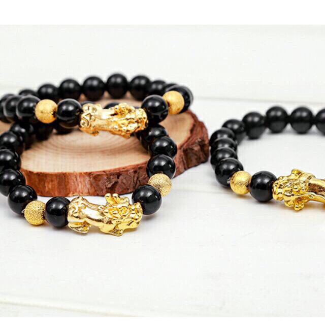 Vòng Tay Phong Thủy Mix Tì Hưu Vàng Hút Tài Lộc May Mắn