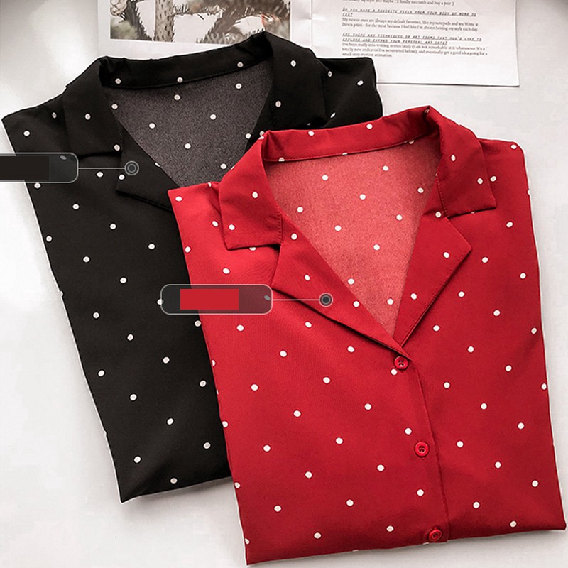 Áo Sơ Mi Chiffon Chấm Bi Thời Trang Cho Nữ