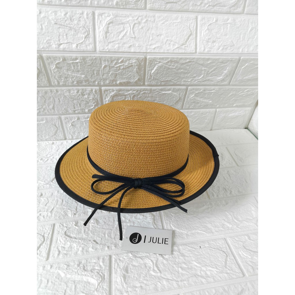 Nón Cói Đi Biển Nơ Mảnh Kiểu Mũ Cói Boater Rộng Vành Chất Liệu Cói Nhiều Màu Hot Trend