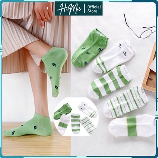 Combo 5 đôi tất cổ ngắn nữ dễ thương màu xanh, tất nữ cute HiMie