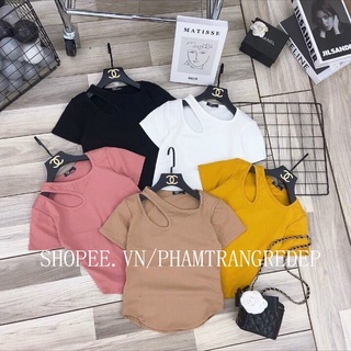 Áo kiểu nữ đẹp hở vai - áo nữ kiểu hàn quốc cổ tròn khoét vai ngực MS9- phamtrang shop