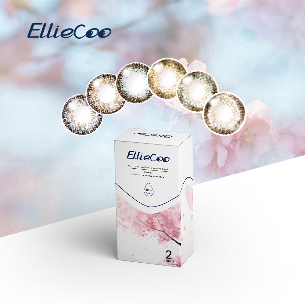 Cặp kính áp tròng EllieCoo màu sô cô la thuộc dòng Flower xinh đẹp sử dụng trong nửa năm