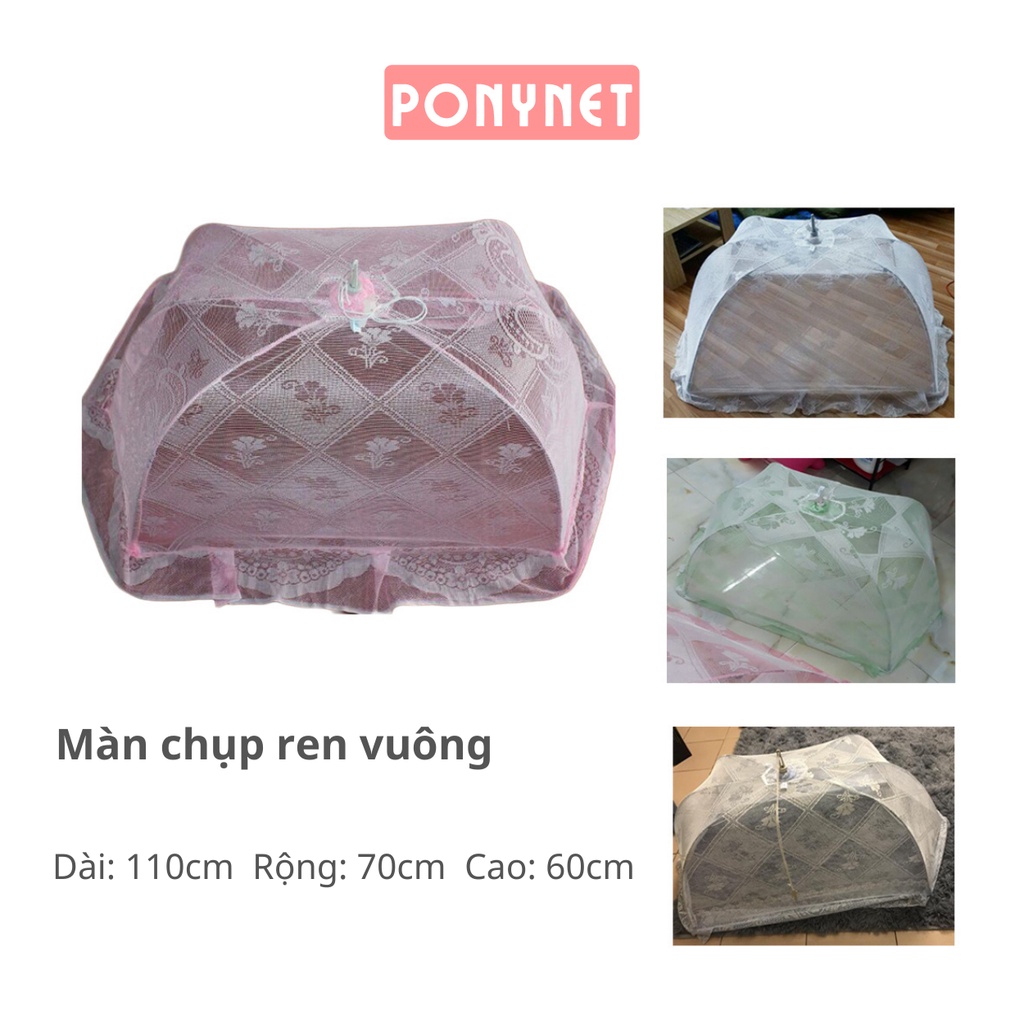 Màn chụp cho bé mùng ngủ chống muỗi cho bé ren vuông cao cấp Ponynet