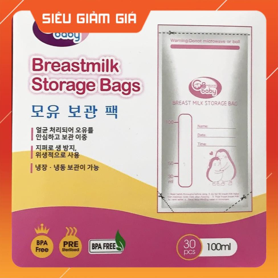 Túi Trữ Sữa GB Baby - Hàn Quốc hộp 30 túi/100ml