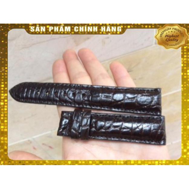 Thẻ BH 12 Tháng -  Dây Đồng Hồ 2 Mặt Da Cá Sấu Màu Nâu size 18-20-22 . Hàng Cao Cấp, xịn, Rẻ, Đẹp