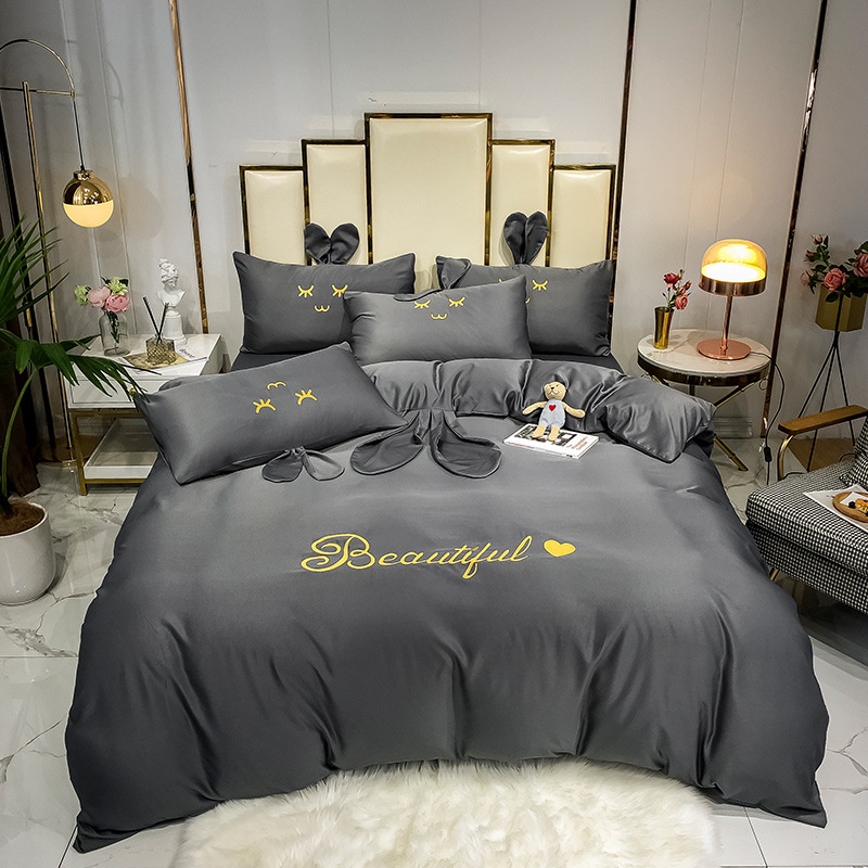 New summer ice silk sheet quilt cover cartoon washed silk four piece set lovely children's three piece set bedding | BigBuy360 - bigbuy360.vn