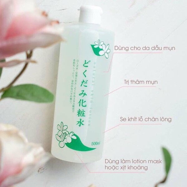 Toner Dokudami Nước Hoa Hồng Chiết Xuất Rau Diếp Cá Giảm Mụn Thâm Và Dưỡng Ẩm 500ml