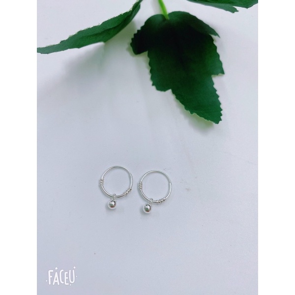 Khuyên tai hoa nhí tròn bạc thật siêu nét NGỌC MẬU trăng sao