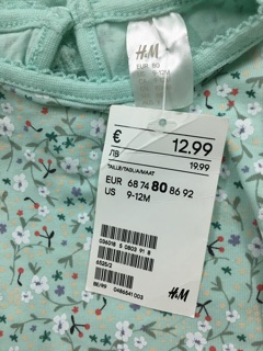 2th - 3T: Body bé gái H&M Cambodia
