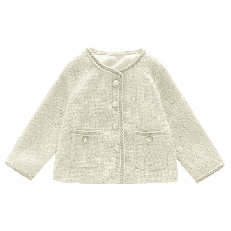 Áo khoác cardigan dệt kim cổ tròn thời trang mùa thu 2021 dành cho bé gái