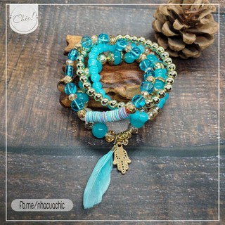 Vòng tay Boho hạt nhỏ - xanh lam