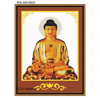 Tranh thêu chữ thập phật 65x80cm chưa thêu 51221