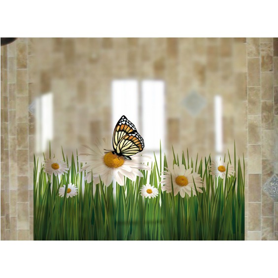Decal trang trí kính cao cấp hoa bướm ( 60cm x 58cm )
