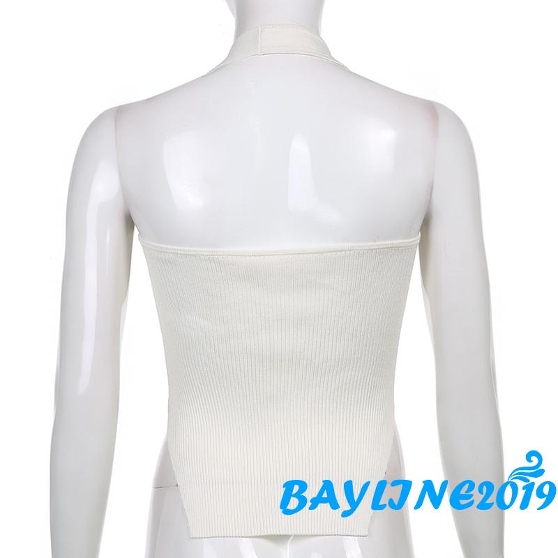 Áo ba lỗ dệt kim không tay màu sắc đơn giản cho nữ