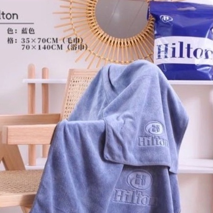 (SET 2 KHĂN) Khăn tắm Hilton hai mảnh, khăn mặt chất vải bông tinh khiết hút nước mạnh mẫu mới Decor 4.0 #khantam
