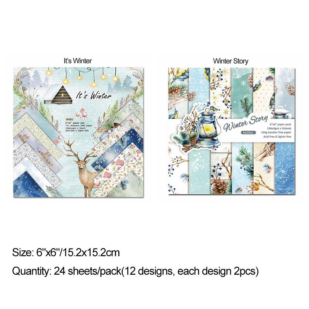 Set 24 Tấm Giấy Làm Phông Nền Hoa Mùa Đông Thủ Công