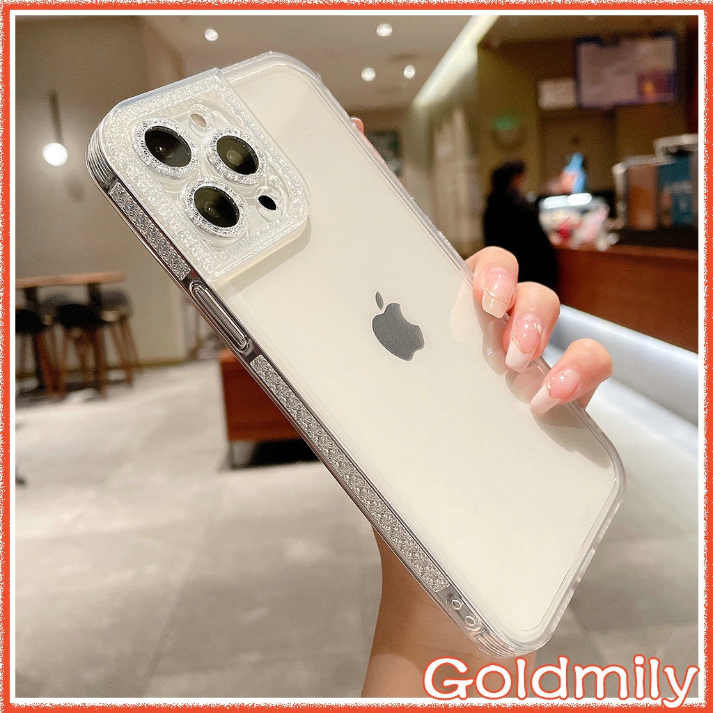 Ốp Điện Thoại Viền Vuông Trong Suốt Đính Đá Lấp Lánh Cho iPhone 13 12 Max Pro 8 xr 7 Plus 11 8plus X xs 12 Mini