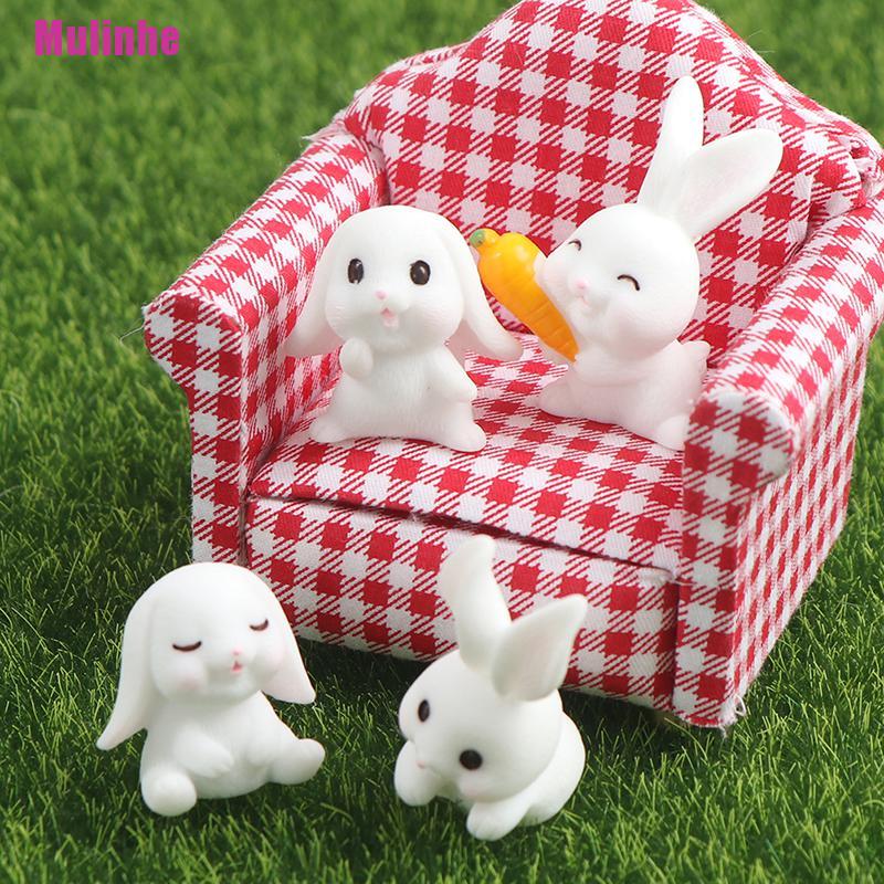 Set 4 Mô Hình Thỏ Và Cà Rốt Mini Trang Trí Bánh Kem