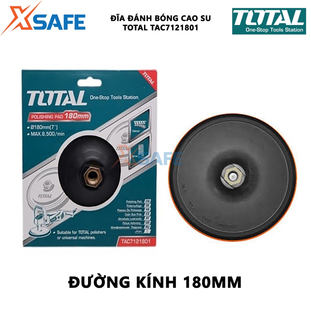 Đĩa cao su đánh bóng TOTAL TAC7121801 Đĩa đánh bóng chất liệu nhựa PP, cốt M14x2, đóng gói trong hộp màu - [XSAFE]