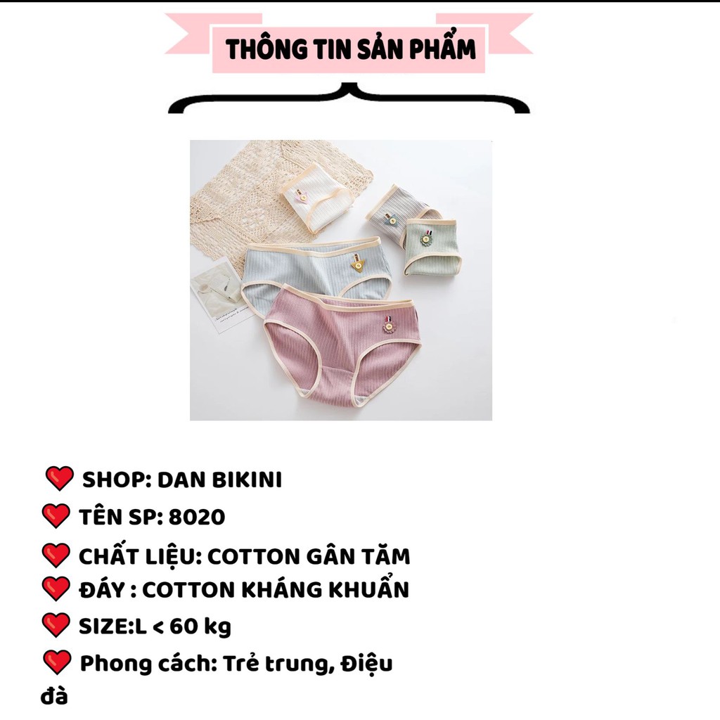 Quần Lót Nữ Cotton gân tăm kháng khuẩn chống viêm viền chun dễ chịu thoải mái mã 8020 | BigBuy360 - bigbuy360.vn