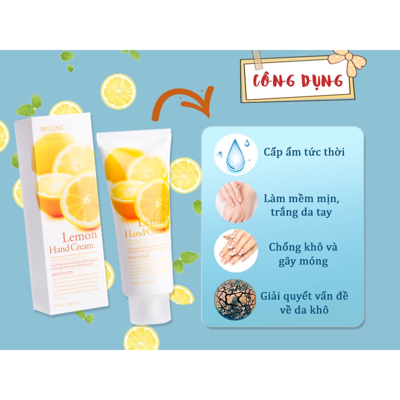 Kem Dưỡng Da Tay 3W Clinic Lemon Hand Cream 100ml