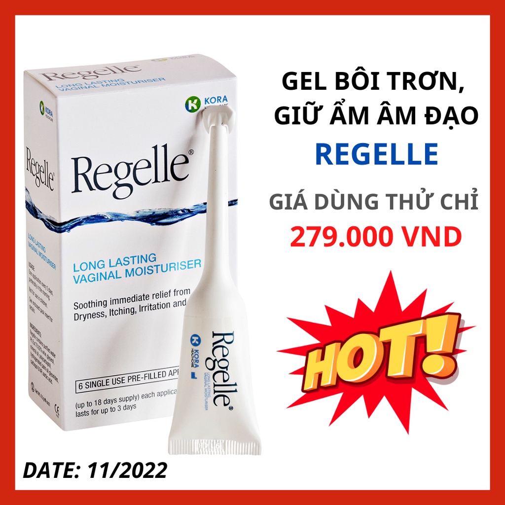 Gel bôi trơn, gel giữ ẩm âm đạo REGELLE, giảm khô hạn sau sinh phụ nữ hộp 6 tube từ Châu Âu