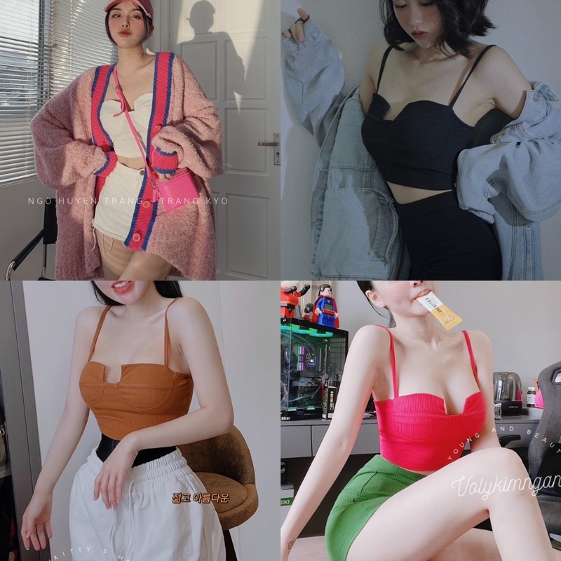Áo 2 dây tăm croptop cúp ngực