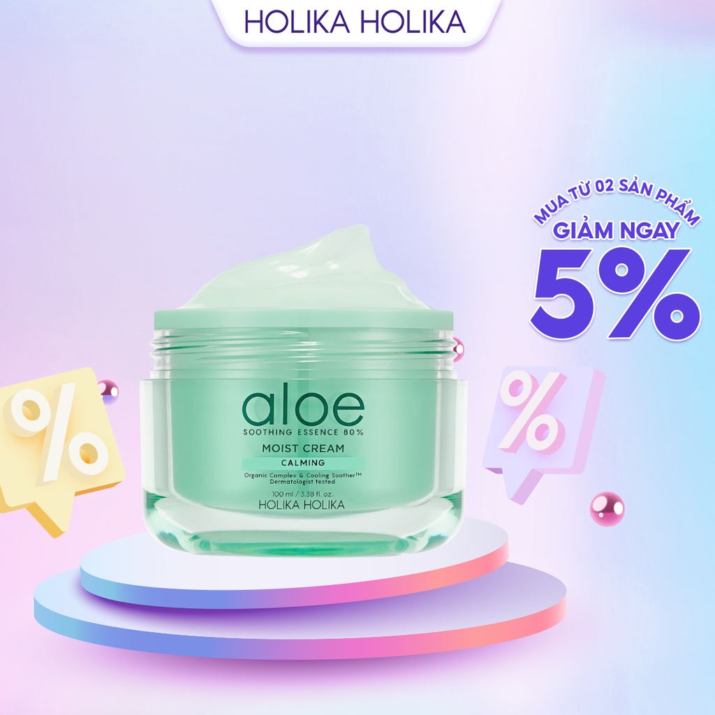 Kem dưỡng da chiết xuất lô hội Hàn Quốc Holika Holika soothing Essence 80% Moist Cream 100ml - 7130