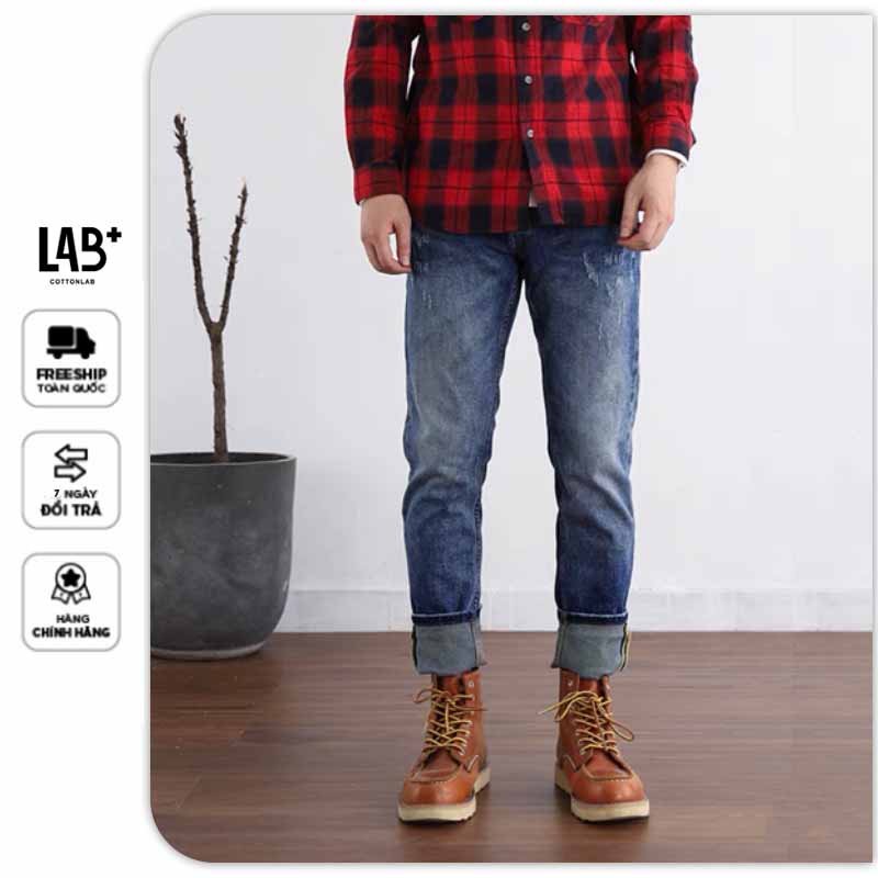 Quần jean nam xanh vintage - Lab220403