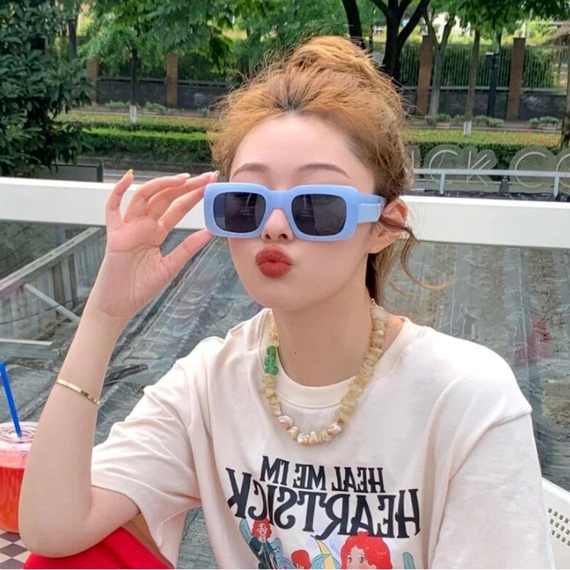 (KIQI-FASHION) COD Mới Kính Mát Hình Chữ Nhật Chống Tia Uv400 Cho Nam Nữ