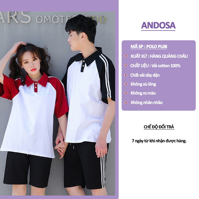 Áo polo nam nữ đẹp unisex cổ bẻ form rộng tay lỡ hàng Quảng Châu ANDOSA PL08
