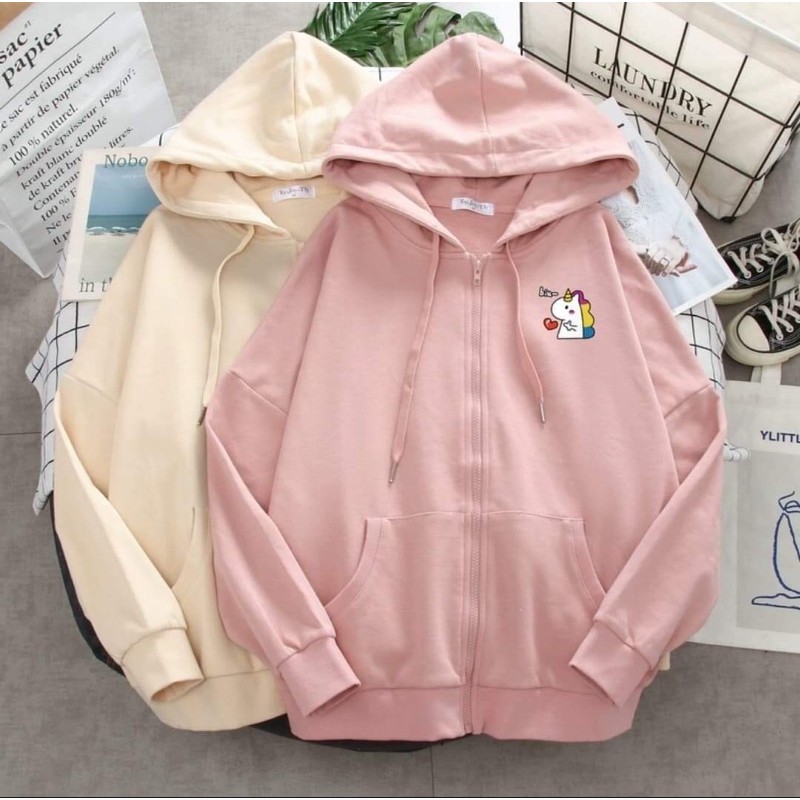 áo khoác nỉ bông khoá kéo lô gô ngựa sừng T