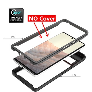Google Pixel 5 6 7 Pro 6A 5A 4A 5G Casing 3 in 1 Luxury Shockproof Armor Case Front Back Double Protection Transparent Hard Soft silicone Phone Protective Back Cover