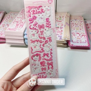 Sticker ribbon gấu decor