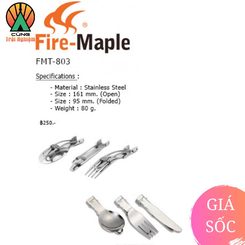 [CHÍNH HÃNG] COMBO Muỗng Nĩa Dao Gấp Gọn 3 Trong 1 Fire Maple FMT-803 Nhỏ Gọn Chuyên Dụng Cho Du Lịch, Dã Ngoại Cắm Trại