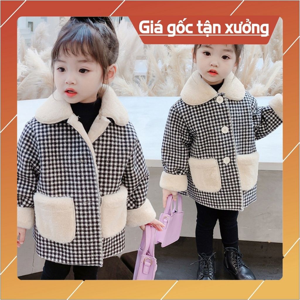 Áo Blazer Cổ Lông Cho Bé Gái, Phong cách Hàn Quốc, Áo Khoác Dạ cho trẻ từ 10 đến 25kg