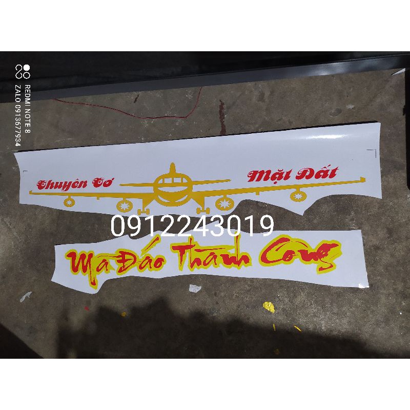Tem decal chữ mã đáo thành công, máy bay dán  trang trí xe tải, xe ô tô, xe ben