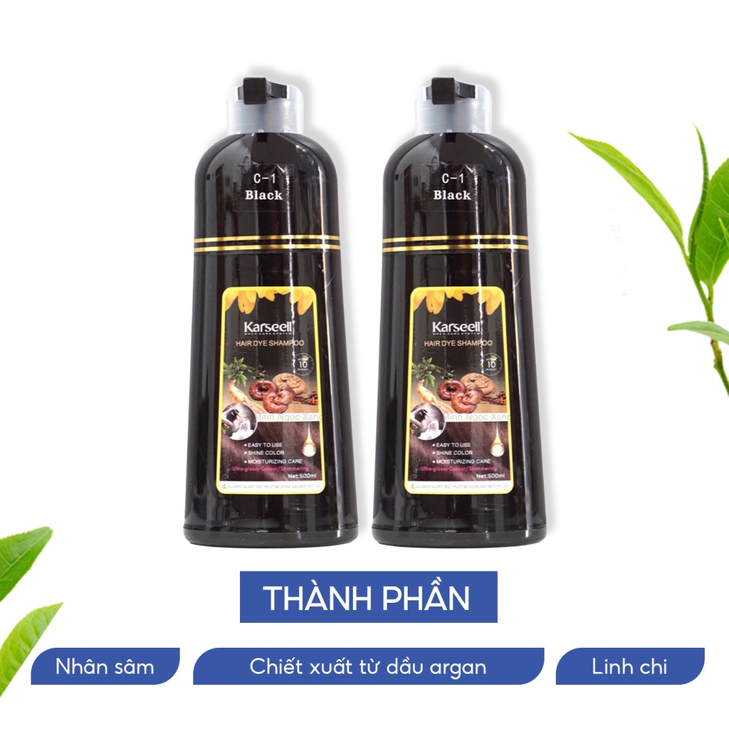 Dầu gội phủ bạc nhuộm tóc đen thảo dược KARSEELL Hair Dye Shampoo 500ml