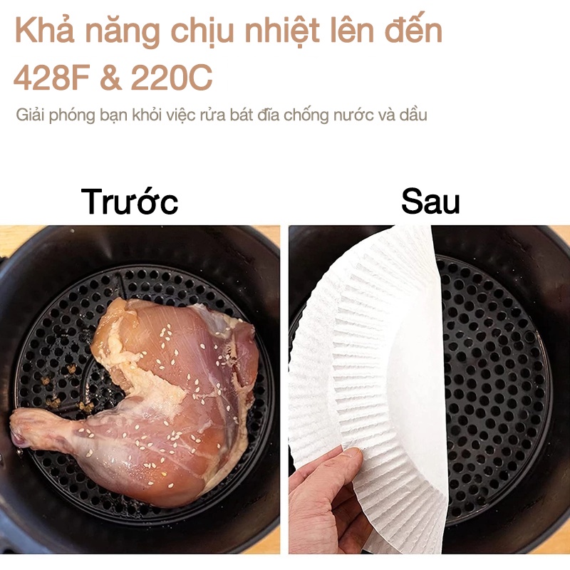 30 Giấy nến nướng bánh LEACCO AFP001-30P lót nồi chiên không dầu 20cm
