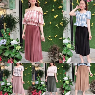 Chân váy dập li ánh nhũ nhẹ QC loại 1 Luke store