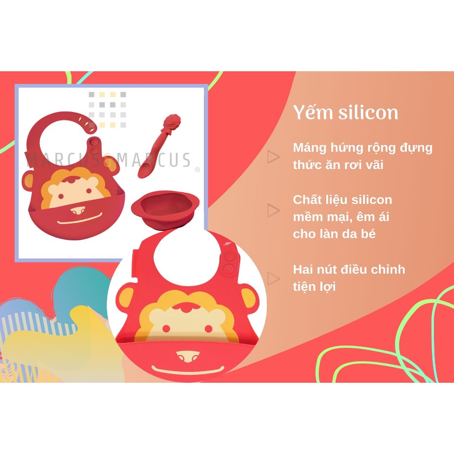 Bộ đồ dùng ăn dặm silicon Baby Marcus &amp; Marcus, cho bé từ 6 tháng - Marcus