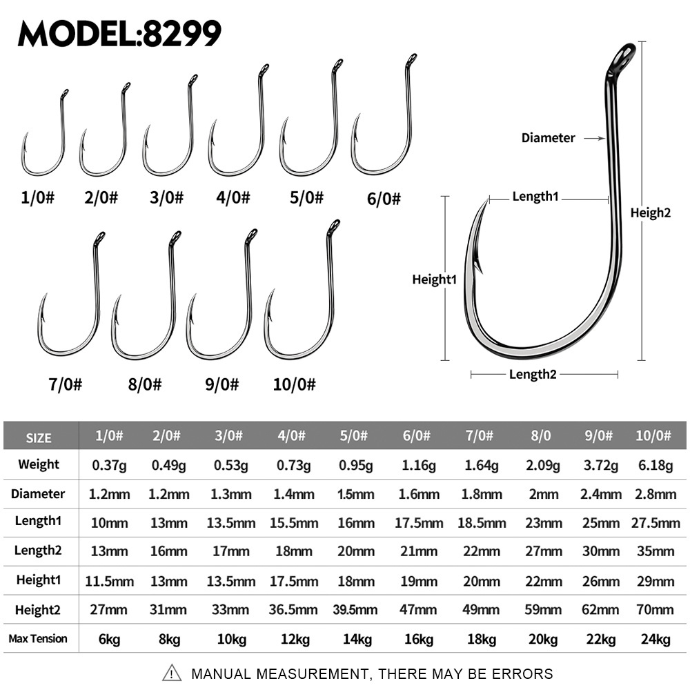 Set 100 Móc Câu Cá HC-72A 8299 1/0-10/0 Chuyên Dụng# Móc