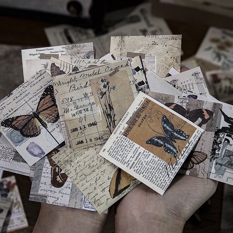 Set Mix 20/60/100 Tờ Giấy Note Giấy Nền Mini Size Phong Cách Vintage Cổ Điển Trang Trí Sổ Tay BulletJournal