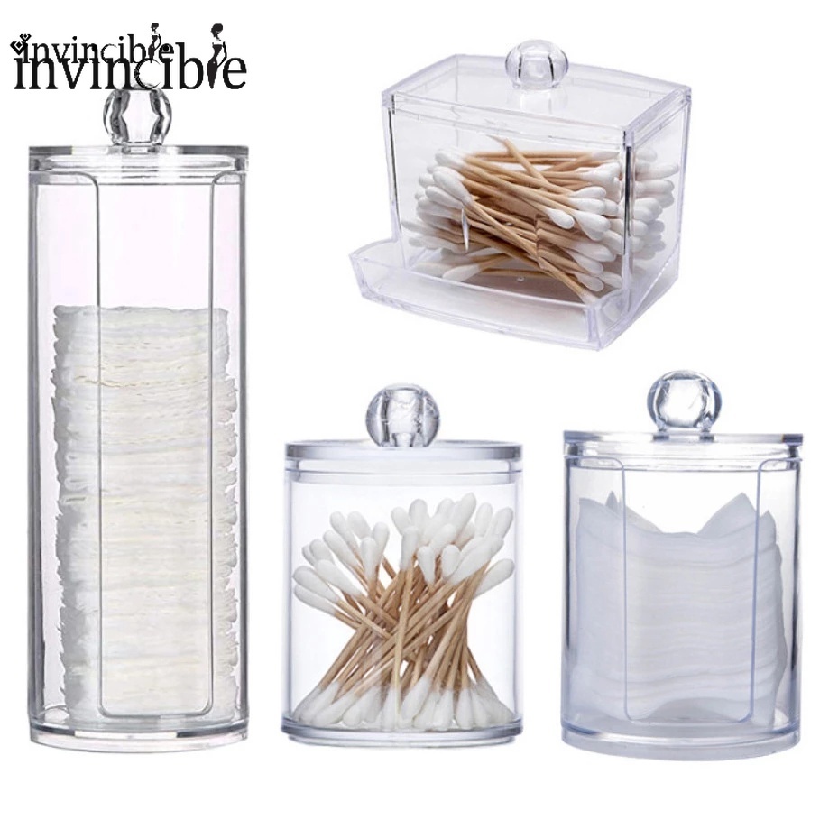 Transparent cotton pads Small objects Storage Box/ Desk Clamshell  Acrylic Storage Containers with cover