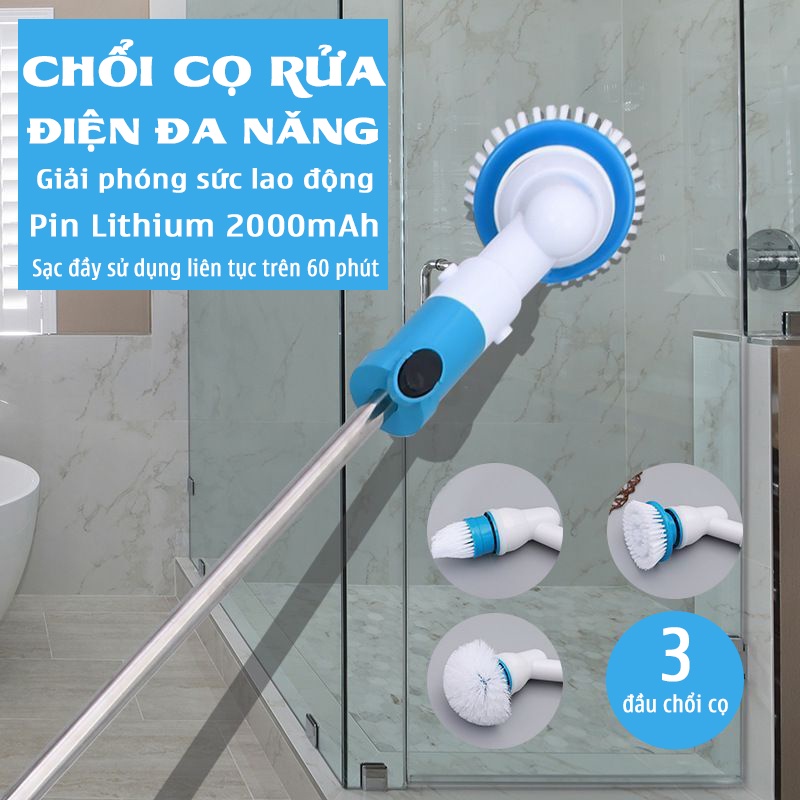 Máy cọ rửa nhà vệ sinh toilet, nhà tắm không dây cầm tay 3 đầu cọ đa năng 2000mAh – RICEHOUSE RHG110