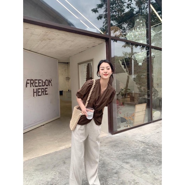 HOT TREND  Áo kiểu Vintage vặn eo [ FREESHIP] chất liệu thô mềm ( kèm ảnh thật) siêu xinh phù hợp đi làm đi chơi
