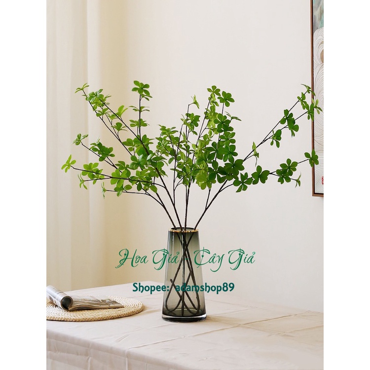 Cây giả - Cành lá Thạch Nham lá xanh 3 nhánh decor